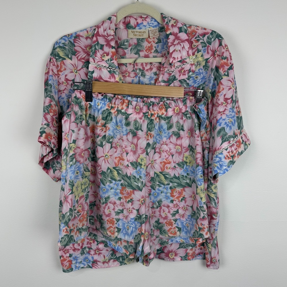 Vintage Victoria’s Secret Gold Label Pink Floral Pajama Set Coquette Size M